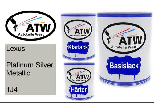 Lexus, Platinum Silver Metallic, 1J4: 1L Lackdose + 1L Klarlack + 500ml Härter - Set, von ATW Autoteile West.